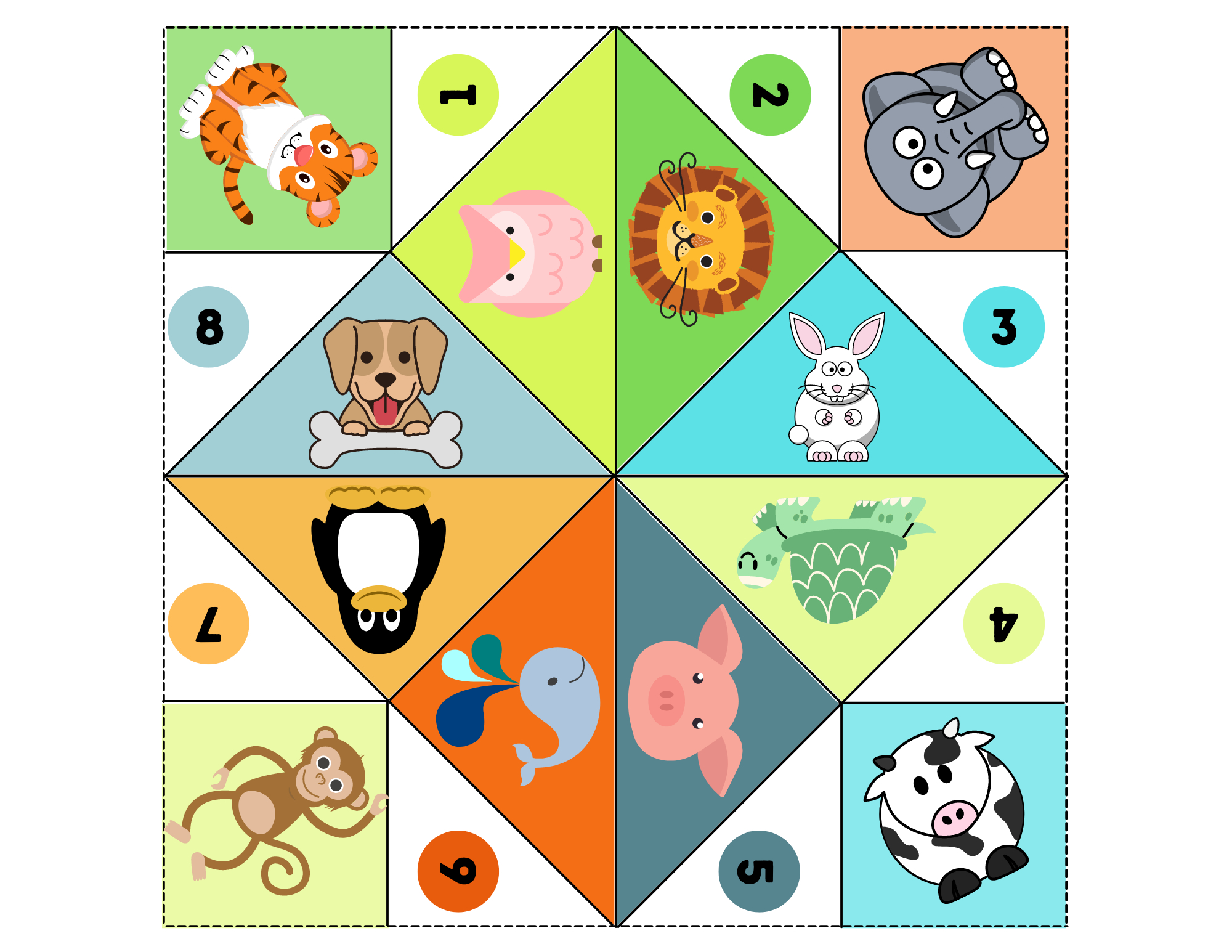 Free Animal Game -- Cootie Catcher -- Fortune Teller pertaining to Free Printable Cootie Catcher Template