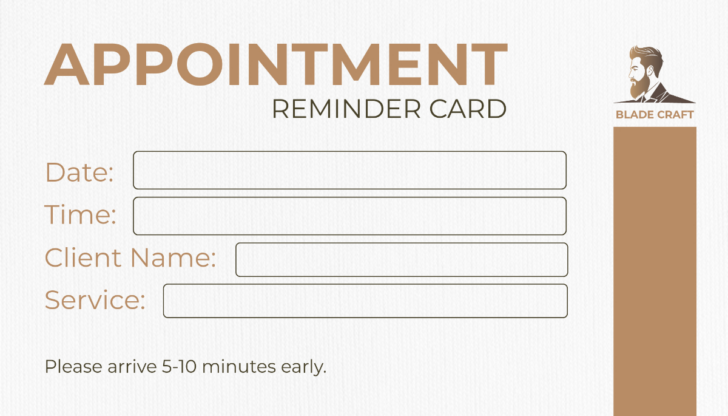 Free Printable Appointment Reminder Appointment Card Template