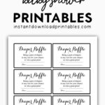 Free Baby Shower Black And White Printables   Instant Download In Free Printable Diaper Raffle Ticket Template Download