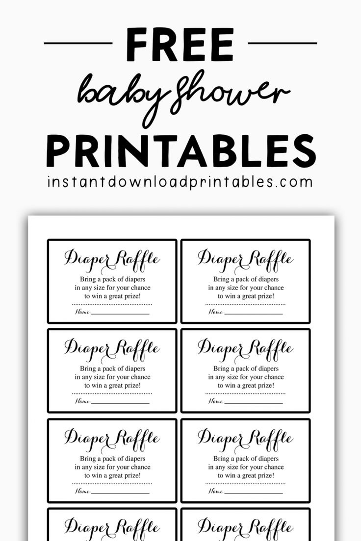 Free Baby Shower Black And White Printables - Instant Download in Free Printable Diaper Raffle Ticket Template Download