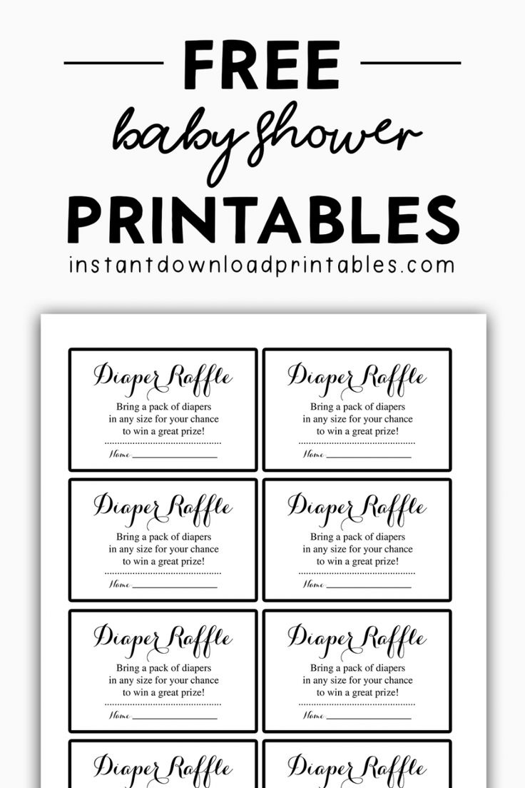 Free Baby Shower Black And White Printables - Instant Download intended for Free Printable Diaper Raffle Ticket Template