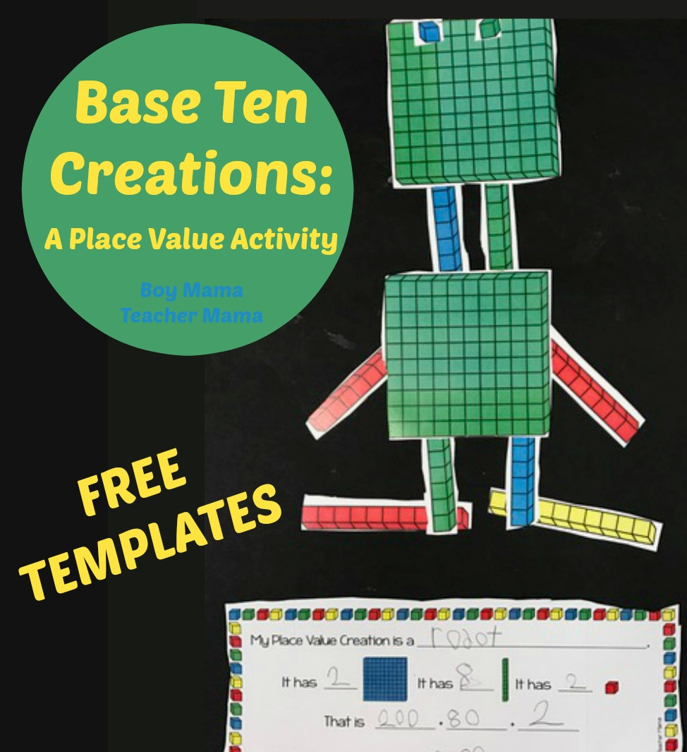 Free Base Ten Blocks Creations: A Place Value Activity - Boy Mama regarding Free Printable Base Ten Blocks Template