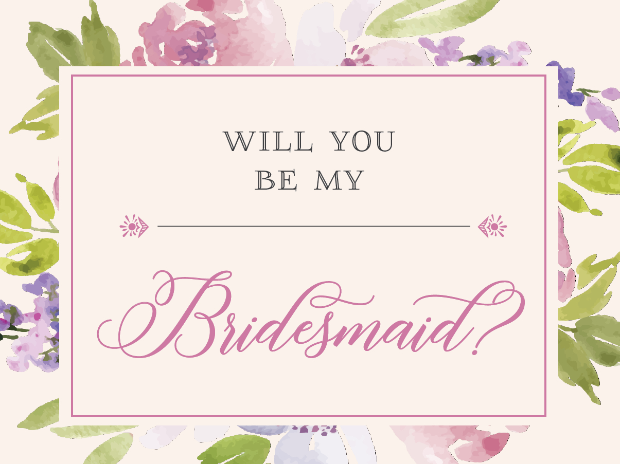 Free Be My Bridesmaid Cards: Printable Will You Be My Bridesmaid Card intended for Free Printable Bridesmaid Proposal Template