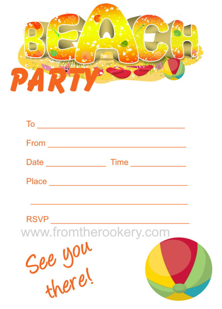 Free Printable Beach Party Invitation Template