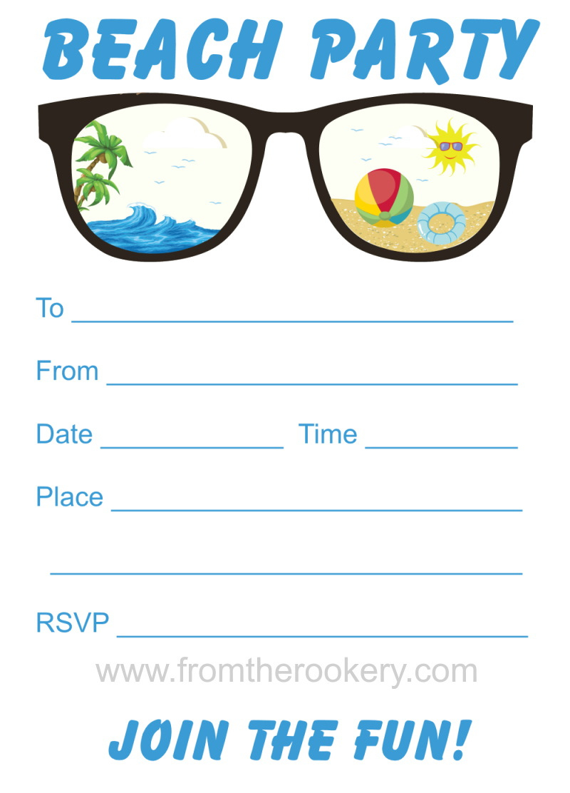 Free Beach Party Invitation with regard to Free Printable Beach Party Invitations Template