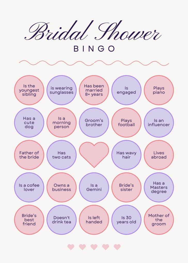 Free Printable Bridal Shower Bingo Template