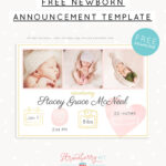 Free Birth Announcement Template For Photoshop – Strawberry Kit Within Free Printable Birth Announcement Template