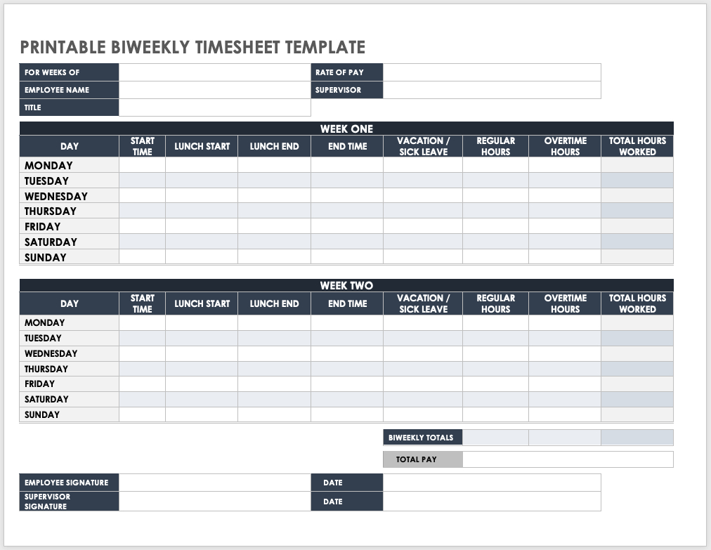 Free Biweekly Timesheet Templates | Smartsheet inside Free Printable Biweekly Timesheet Template