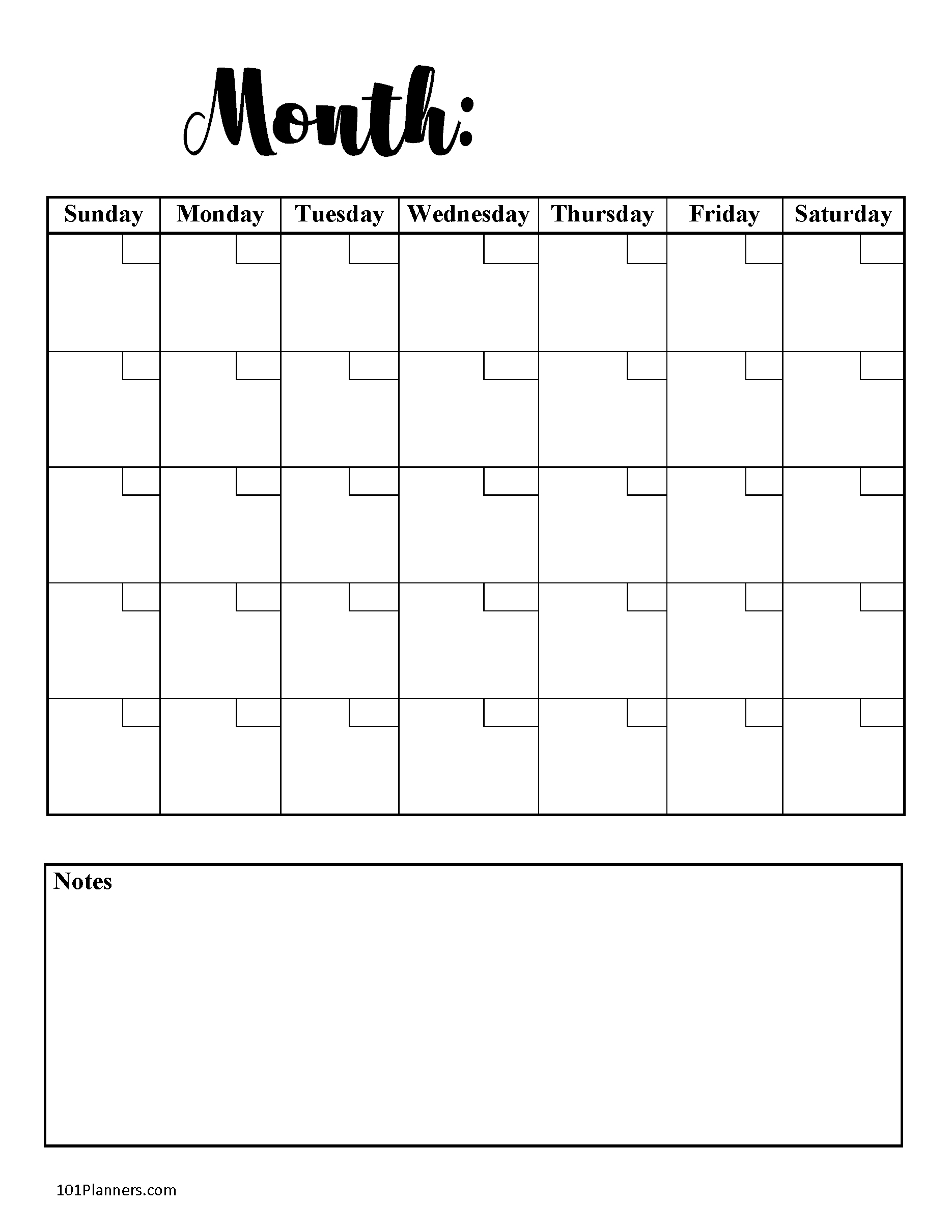 Free Blank Calendar Templates | Word, Excel, Pdf For Any Month throughout Free Printable Blank Monthly Calendar Template