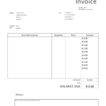 Free Blank Invoice Templates (30)   Pdf – Eforms With Regard To Free Printable Billing Invoice Template