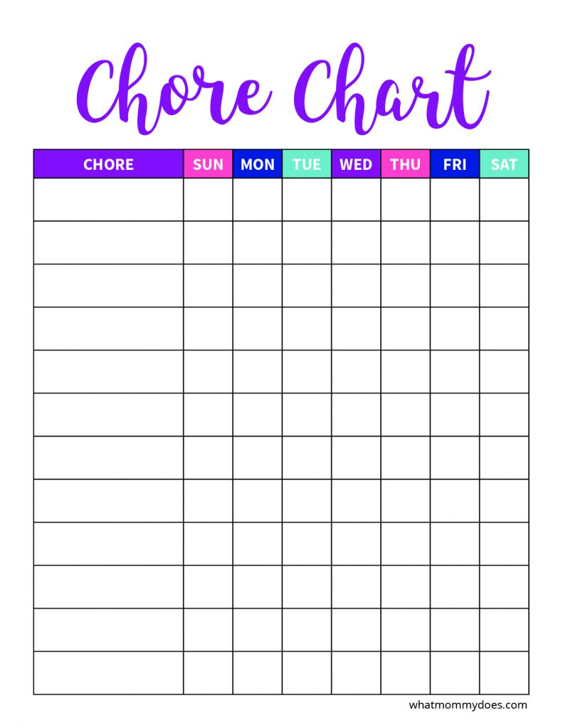 Free Blank Printable Weekly Chore Chart Template For Kids - What intended for Free Printable Blank Chore Chart Template