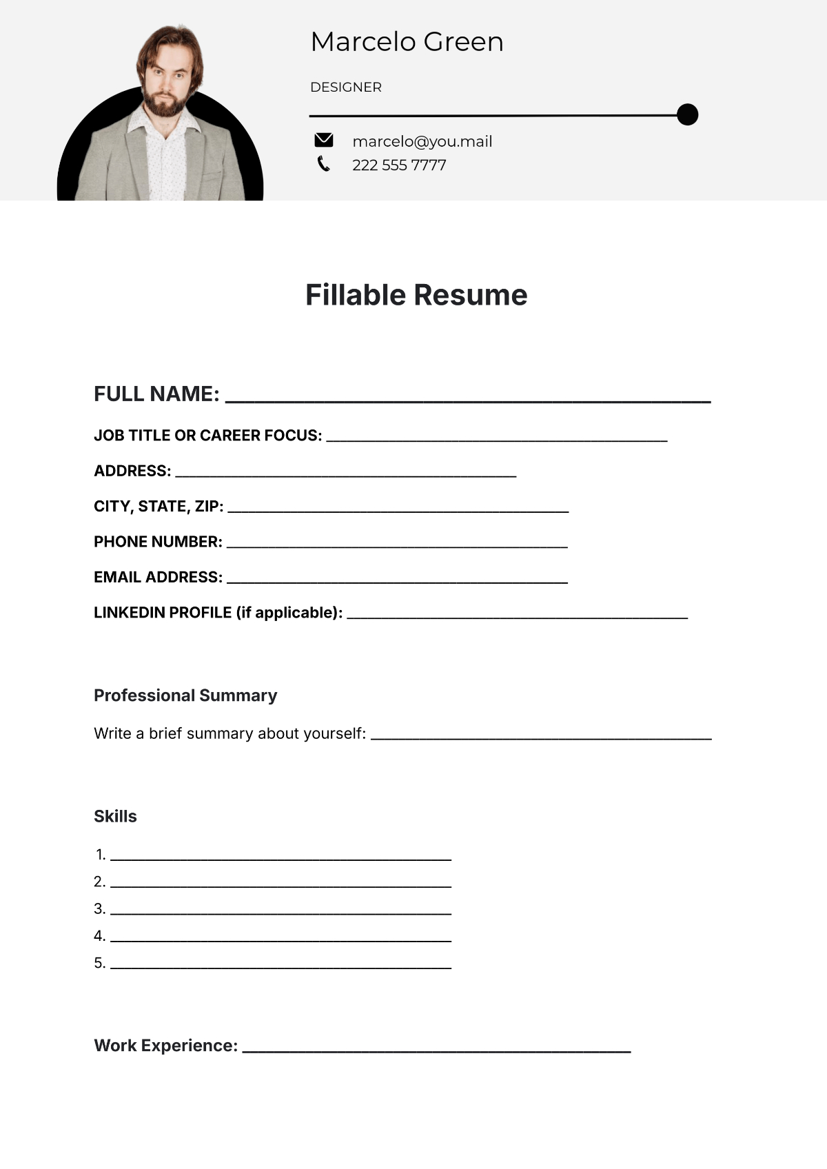 Free Blank Resume Templates To Edit Online And Download for Free Printable Fill in the Blank Resume Template