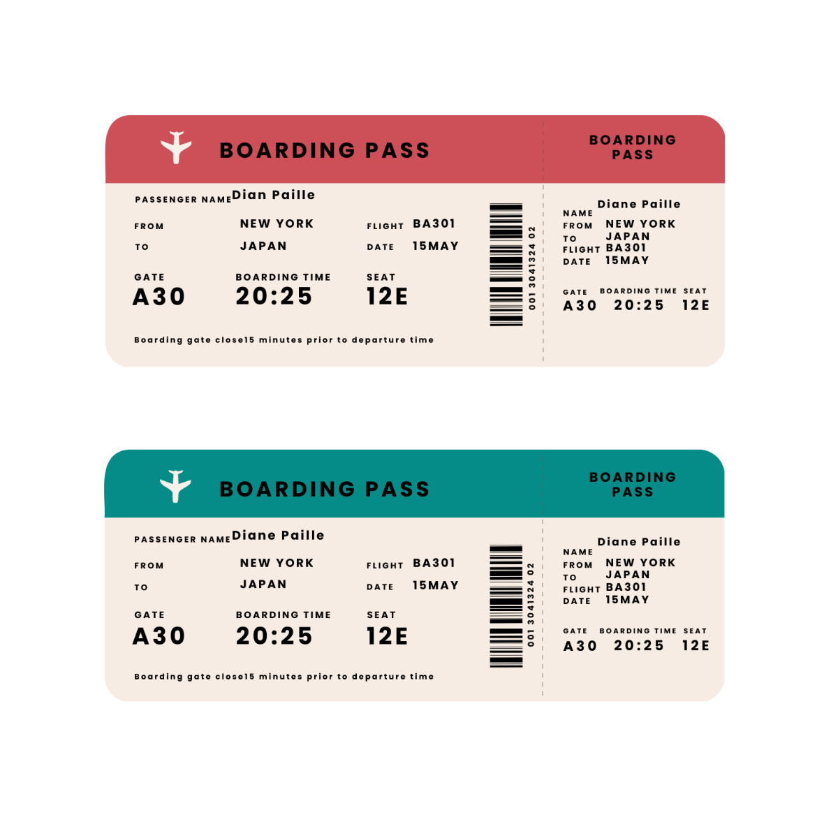 Free Boarding Pass Ticket Templates, Editable And Printable pertaining to Free Printable Boarding Pass Template