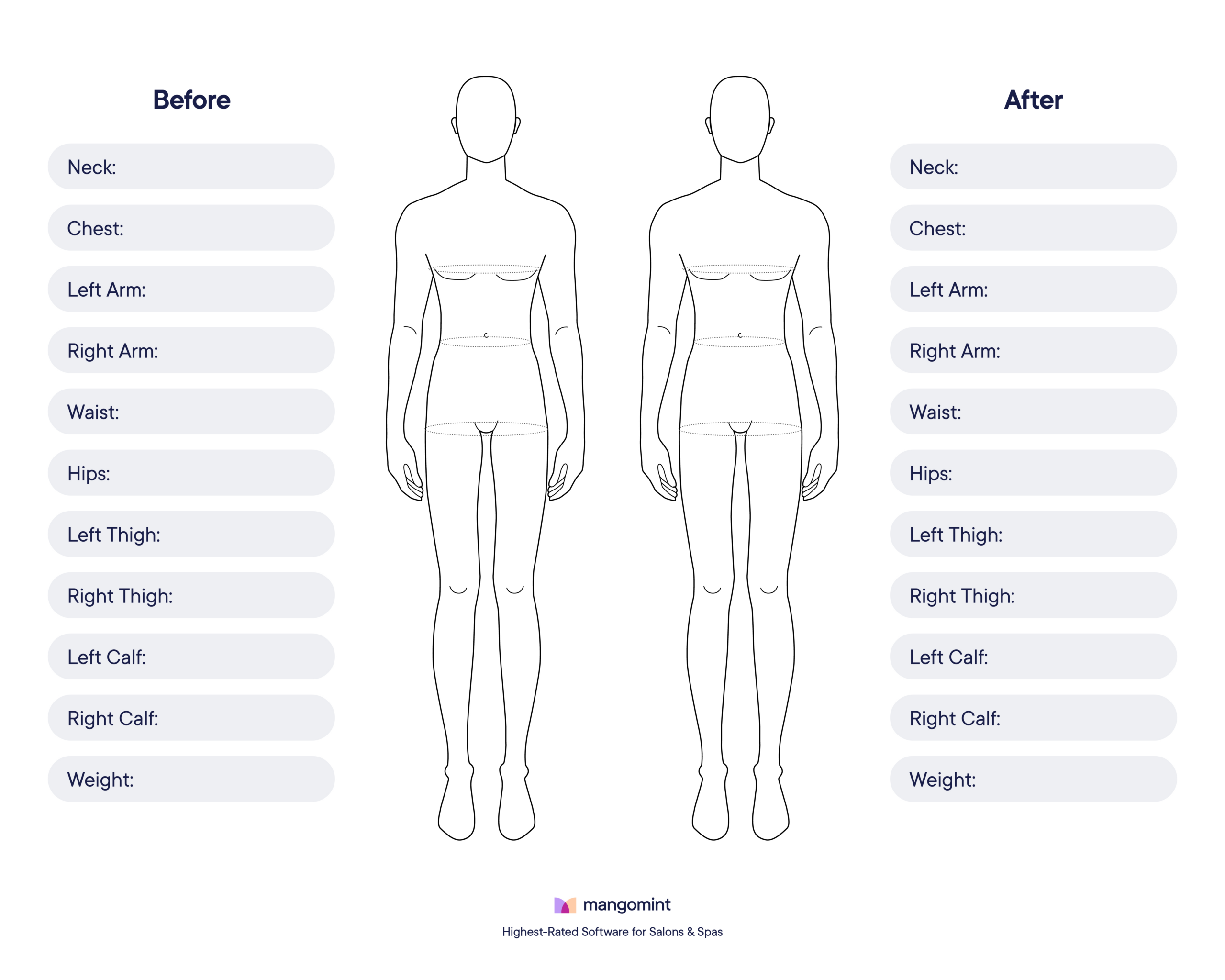 Free Body Chart Template Downloads (Pdf) | Mangomint Salon And Spa inside Free Printable Body Outline Template