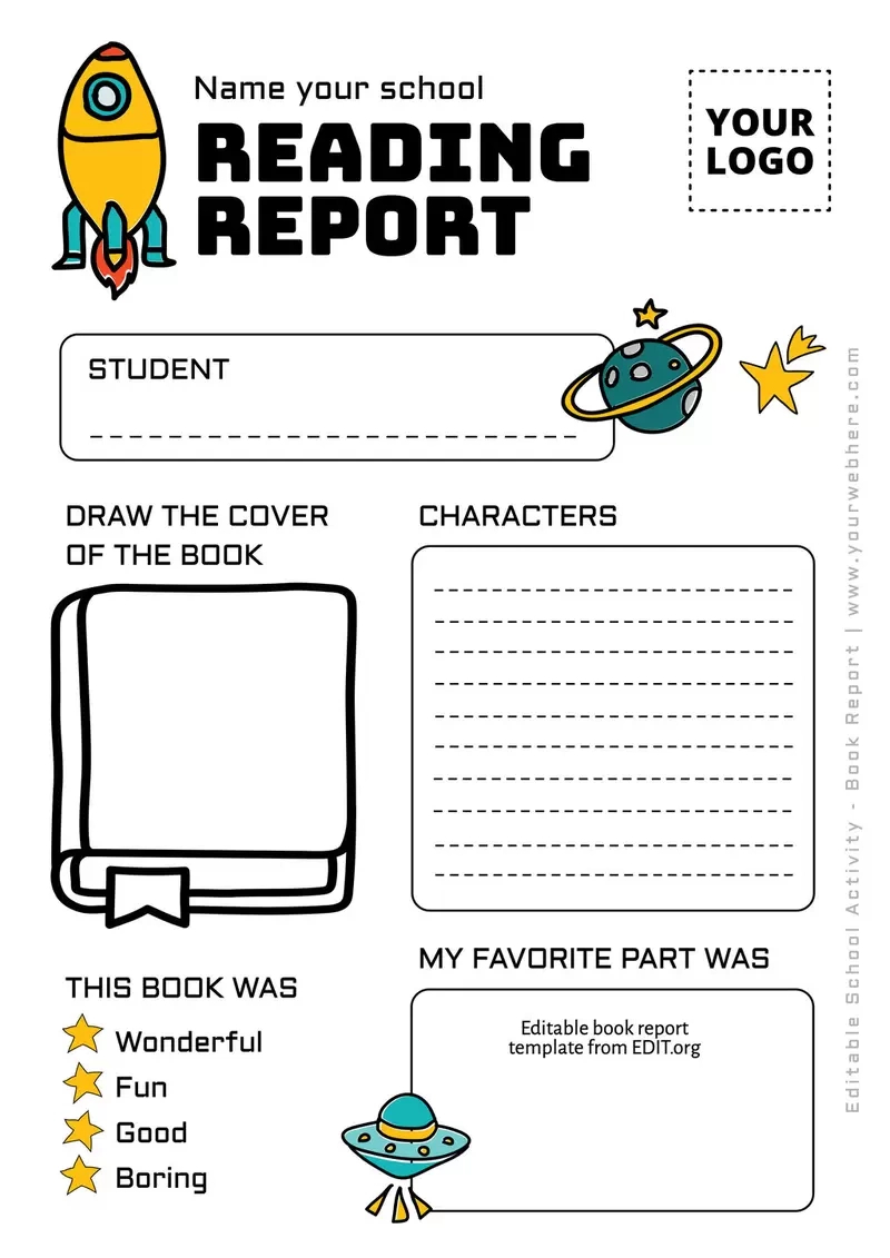 Free Book Report Templates To Customize with Free Printable Book Report Template 1st Grade