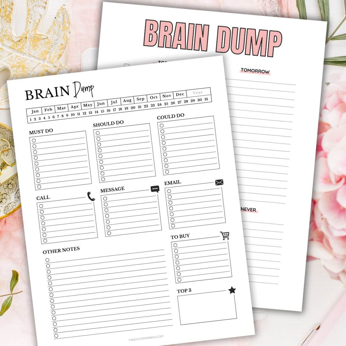 Free Brain Dump Template To Get Yourself Organized with regard to Free Printable Brain Dump Template