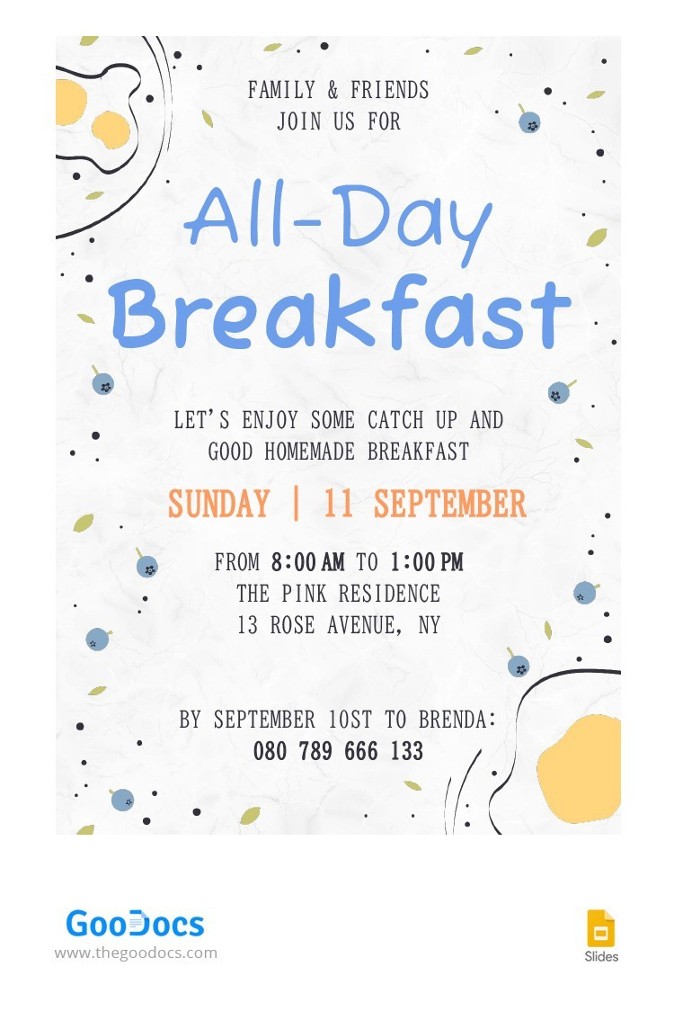 Free Breakfast Invitation Template | Thegoodocs pertaining to Free Printable Breakfast Invitation Template