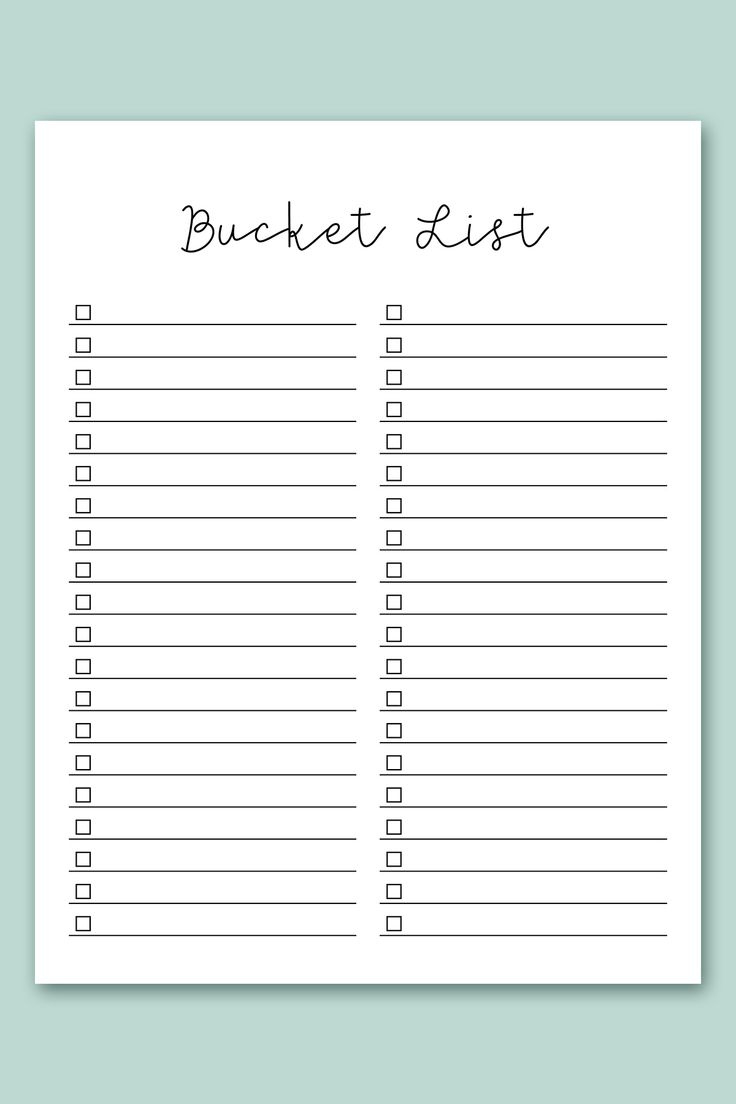 Free Bucket List Printable Templates (Summer, Travel, Etc) intended for Free Printable Bucket List Template