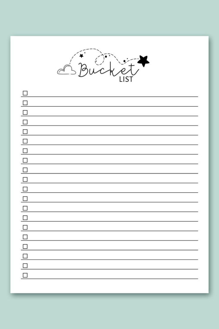 Free Printable Bucket List Template