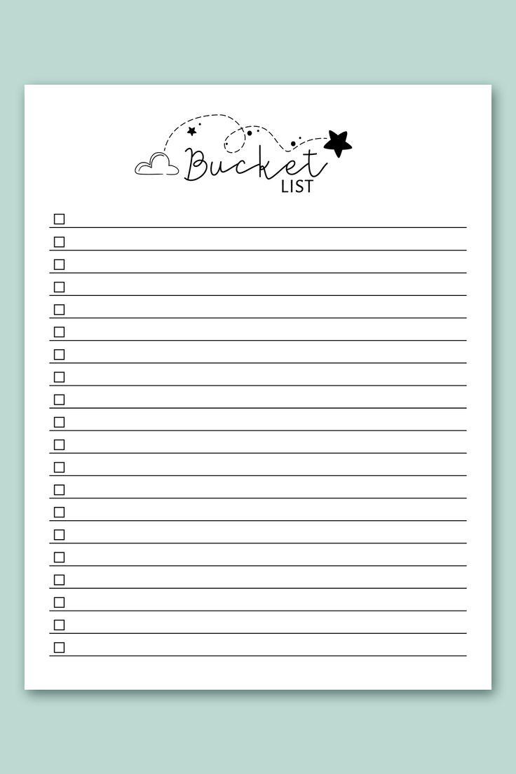 Free Bucket List Printable Templates (Summer, Travel, Etc) with regard to Free Printable Bucket List Template