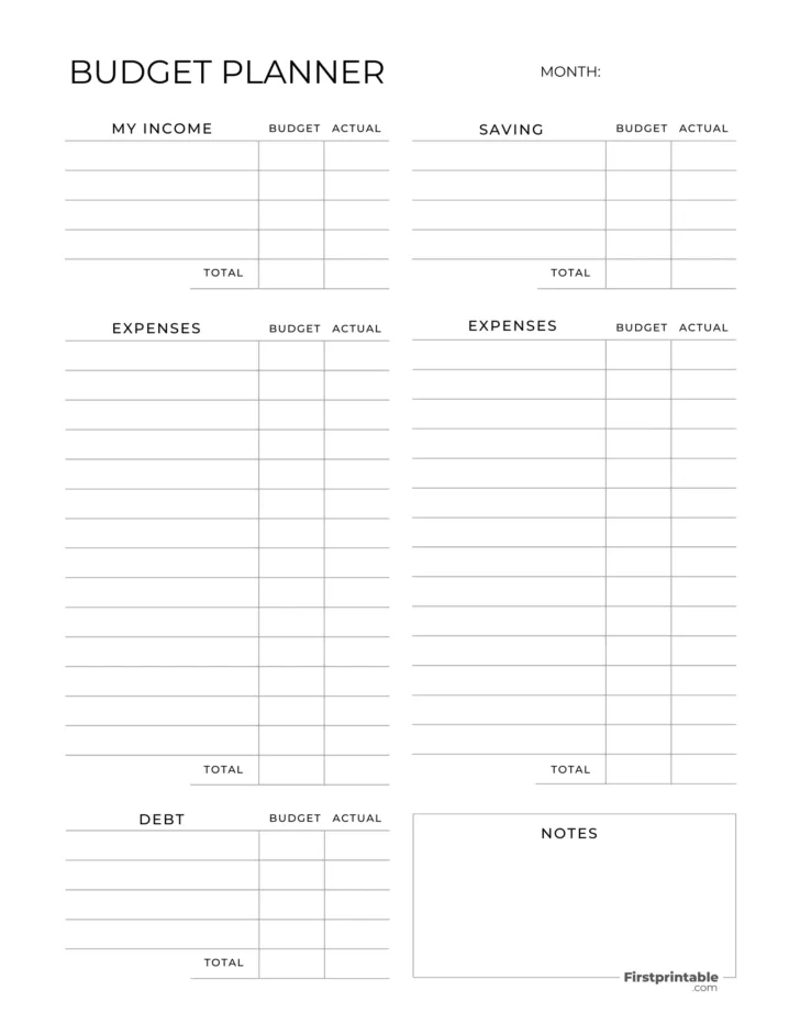 Free Printable Blank Budget Template