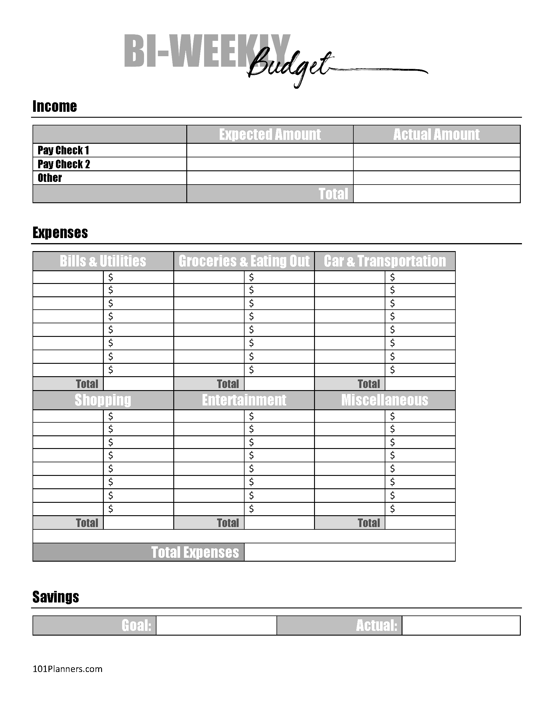 Free Budget Sheet Template | Printable And Editable inside Free Printable Bi Weekly Budget Template