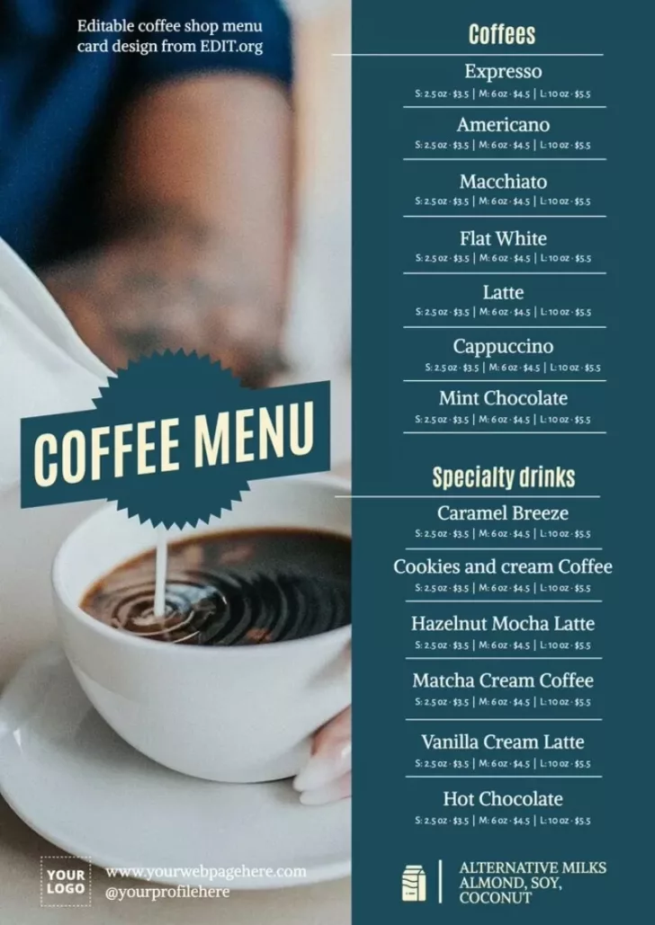 Free Printable Cafe Menu Template