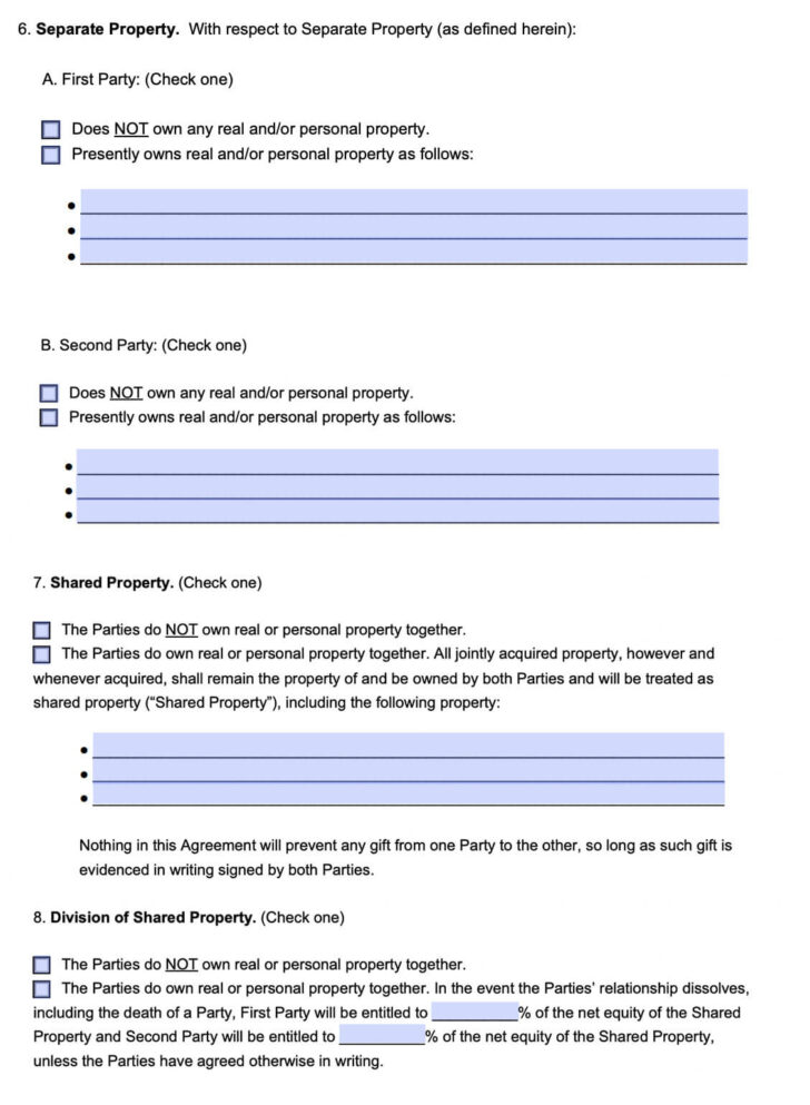 Free Printable Cohabitation Agreement Template