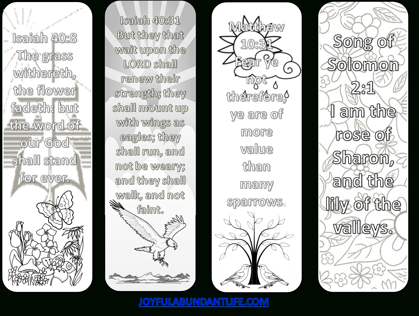 Free Coloring Bible Verse Bookmarks – Joyful Abundant Life for Free Printable Bible Bookmarks Template