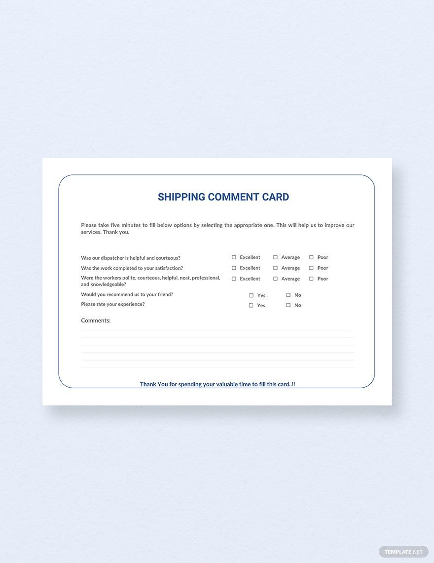 Free Comment Card Templates, Editable And Printable in Free Printable Comment Card Template