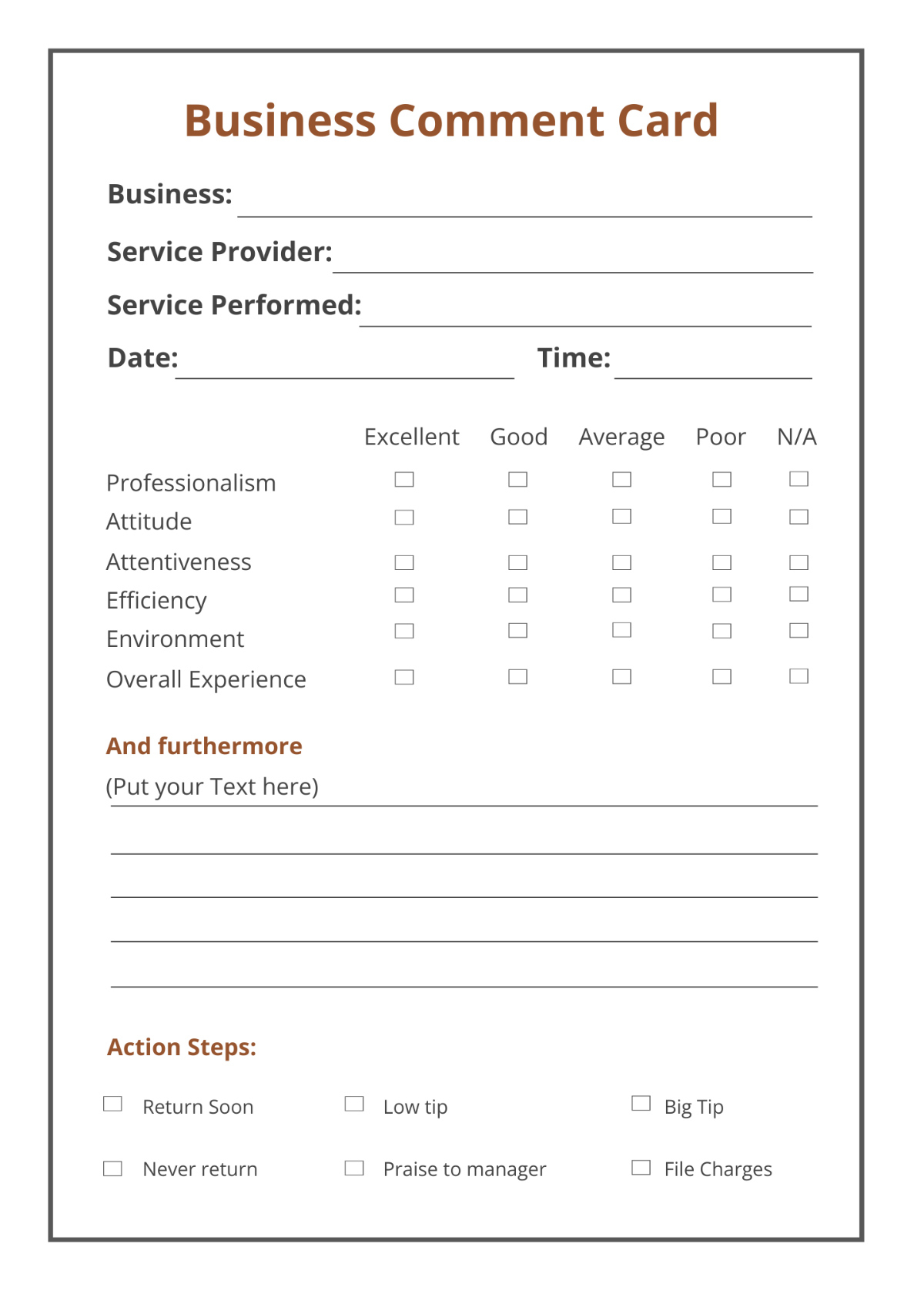 Free Comment Card Templates, Editable And Printable pertaining to Free Printable Comment Card Template