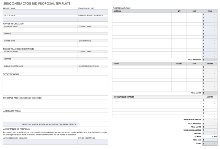 Free Printable Construction Proposal Template