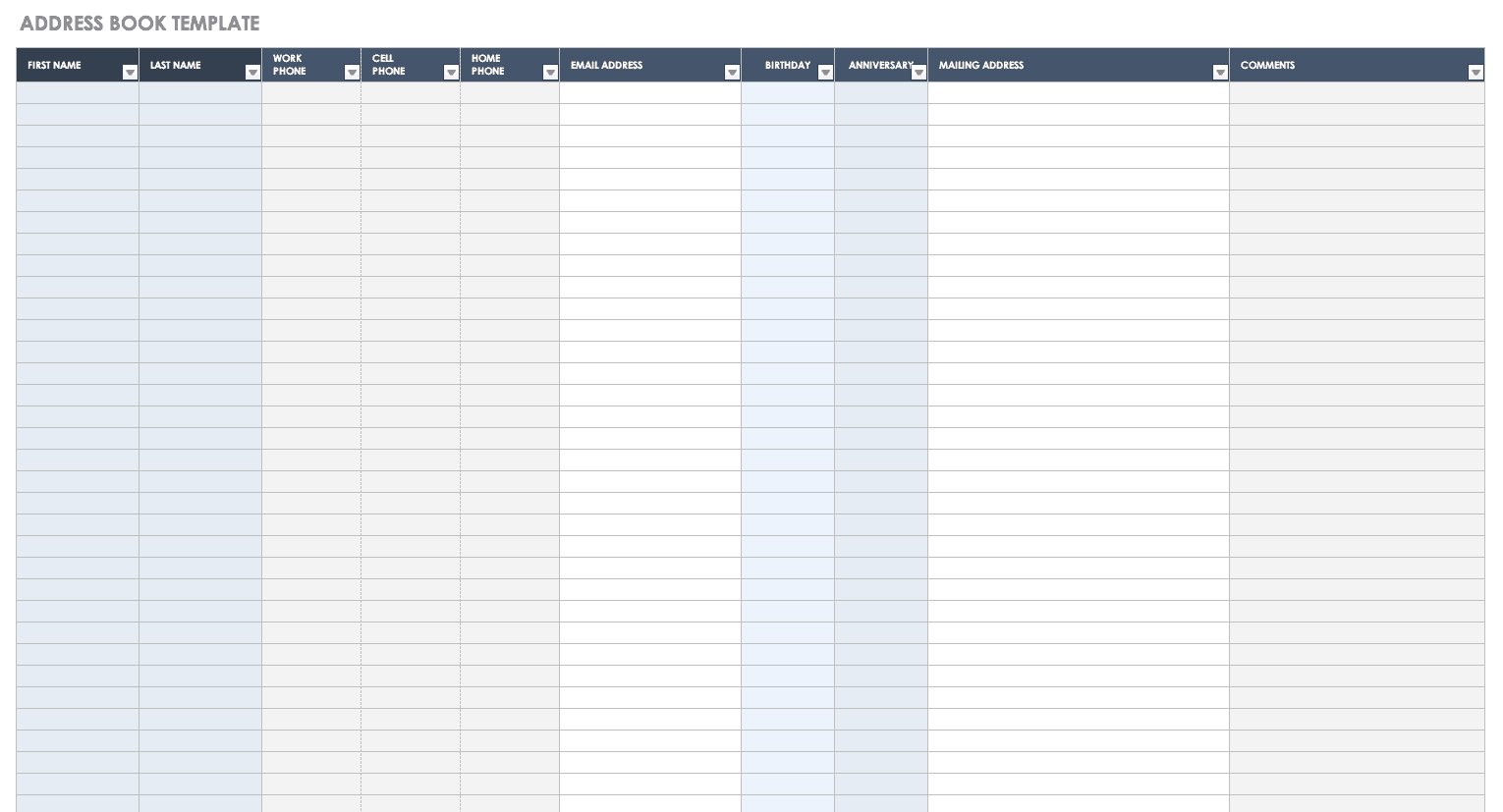 Free Contact List Templates | Smartsheet within Free Printable Address Book Template Microsoft