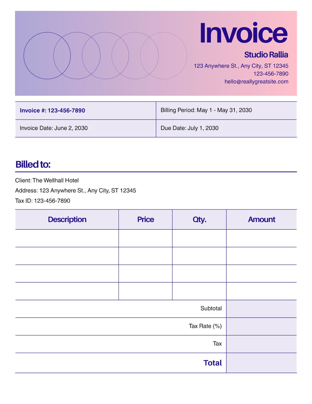 Free Contractor Invoice Templates To Edit And Print | Canva regarding Free Printable Contractor Invoice Template