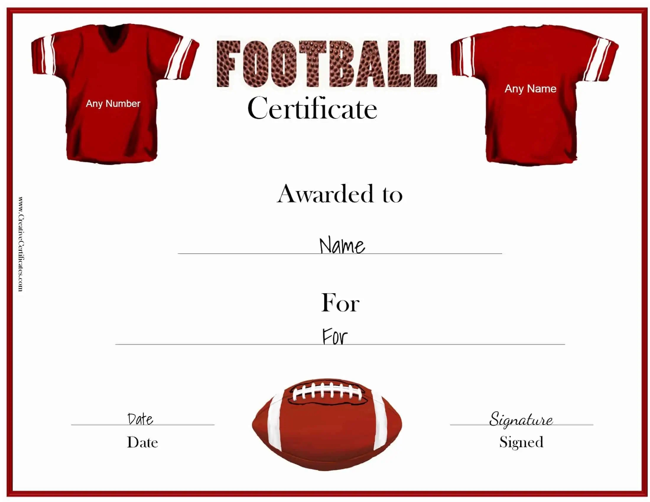 Free Custom Football Certificates inside Free Printable Football Certificate Template