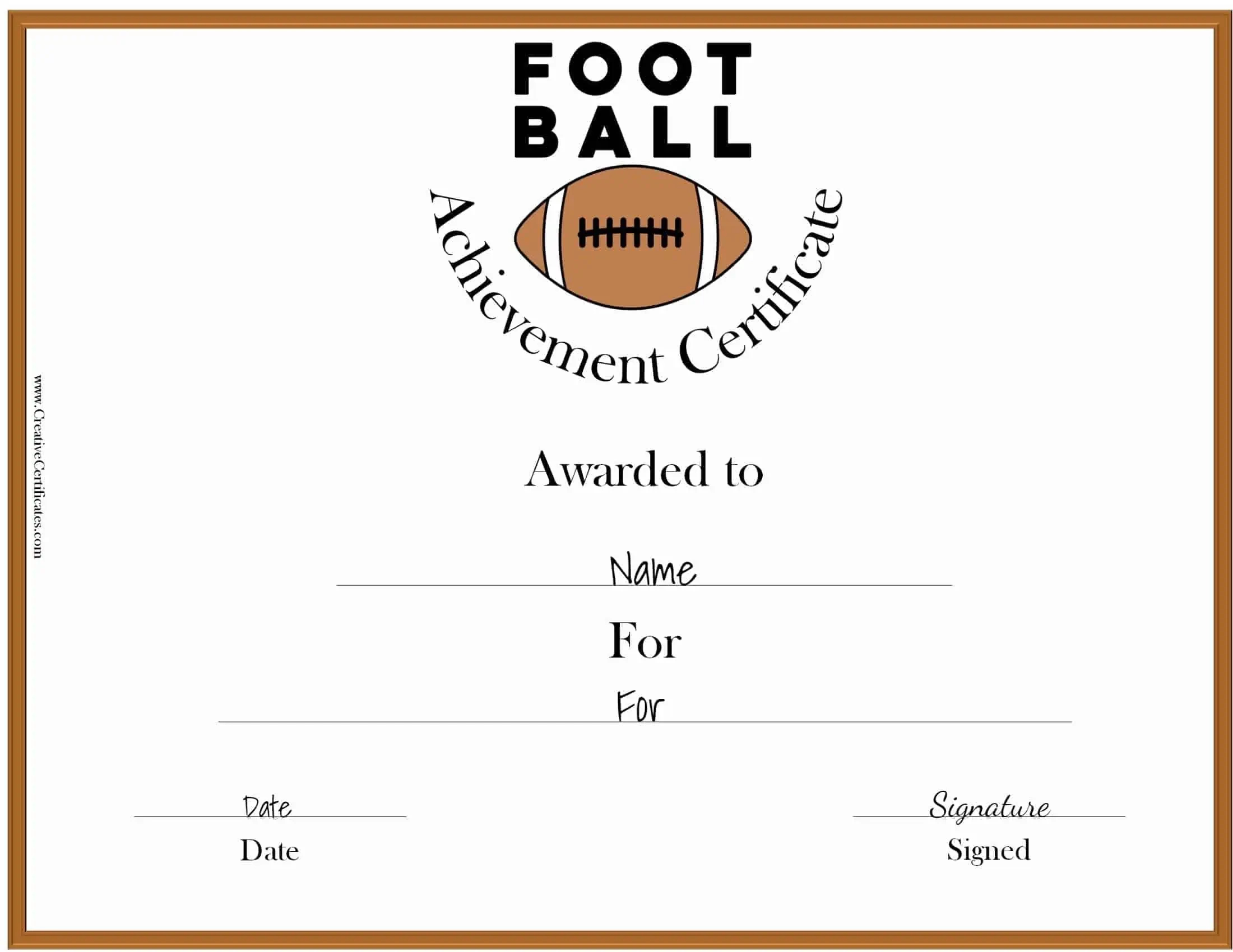 Free Custom Football Certificates within Free Printable Football Certificate Template