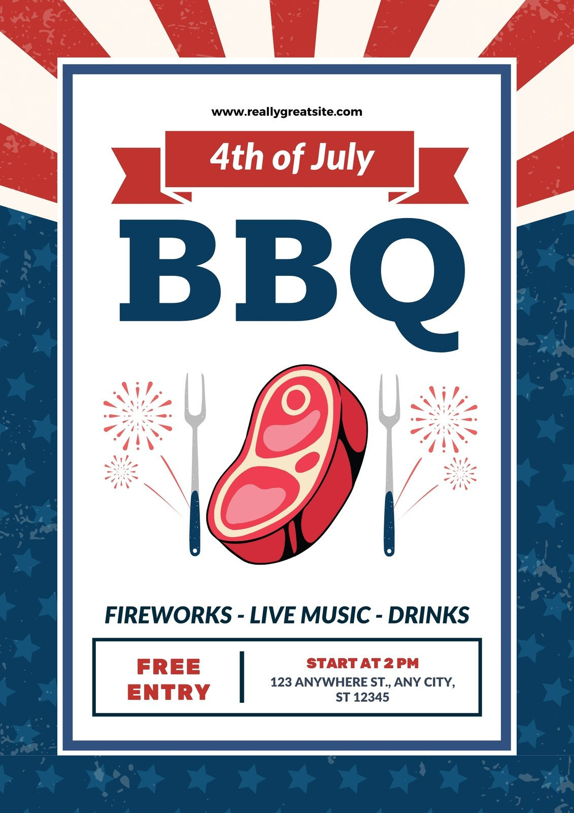 Free Custom Printable 4Th Of July Flyer Templates | Canva pertaining to Free Printable 4th of July Template