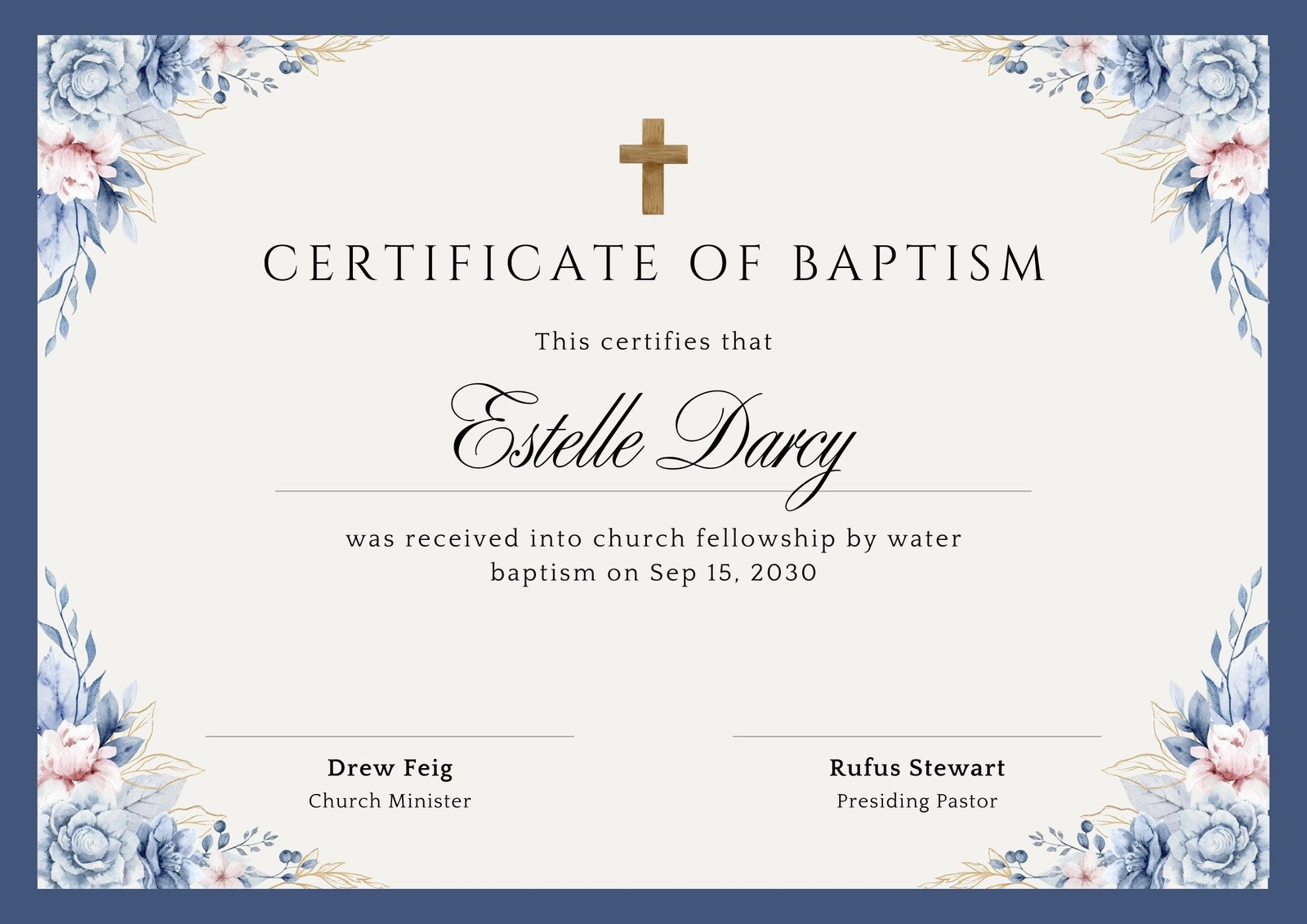 Free Custom Printable Baptismal Certificate Templates | Canva inside Free Printable Baptism Certificates Template