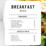 Free, Custom Printable Breakfast Menu Templates | Canva Regarding Free Printable Breakfast Menu Template
