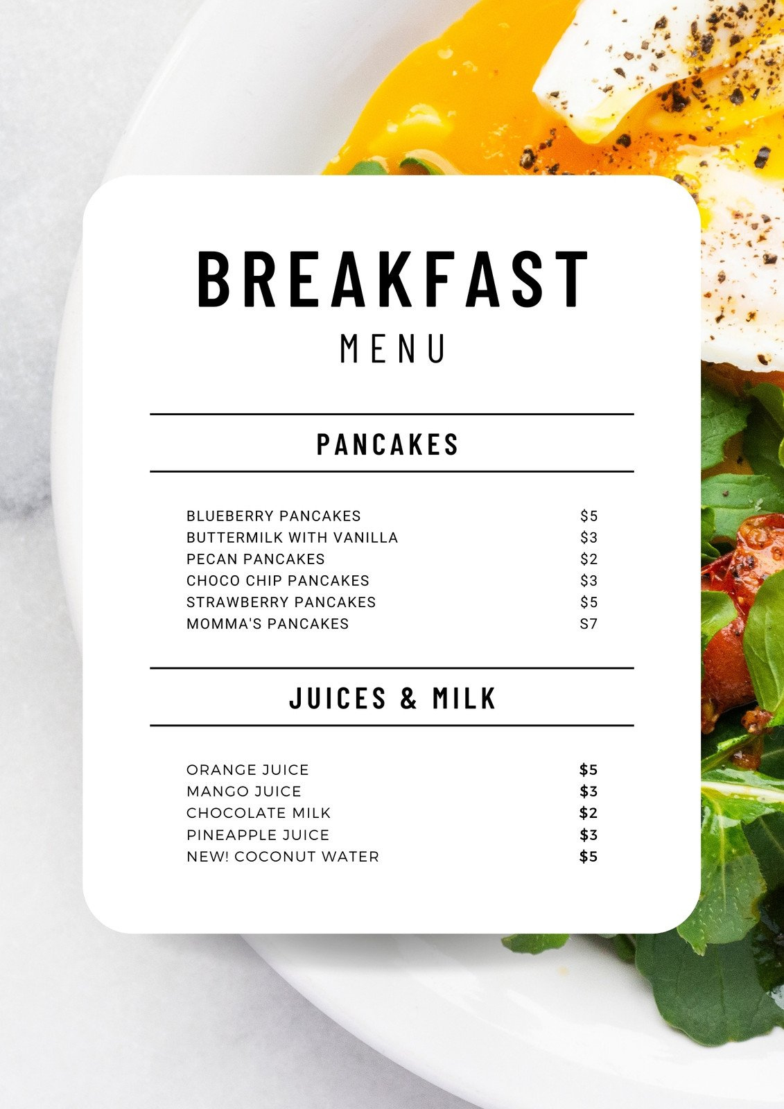 Free, Custom Printable Breakfast Menu Templates | Canva regarding Free Printable Breakfast Menu Template