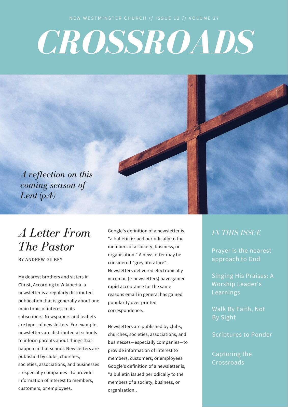 Free Custom Printable Church Newsletter Templates | Canva regarding Free Printable Church Newsletter Template