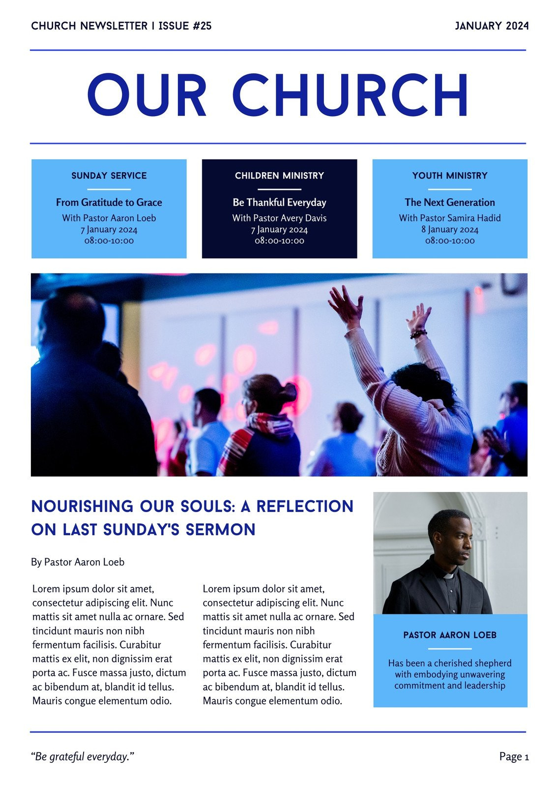 Free Custom Printable Church Newsletter Templates | Canva with Free Printable Church Newsletter Template