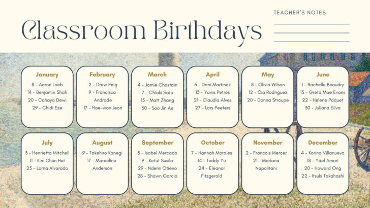 Free Printable Classroom Calendar Template