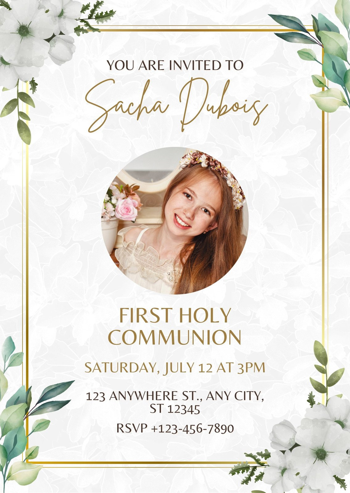 Free Custom Printable First Communion Invitation Templates | Canva pertaining to Free Printable First Communion Invitation Template