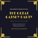 Free Custom Printable Great Gatsby Invitation Templates | Canva Regarding Free Printable Blank Great Gatsby Invitation Template