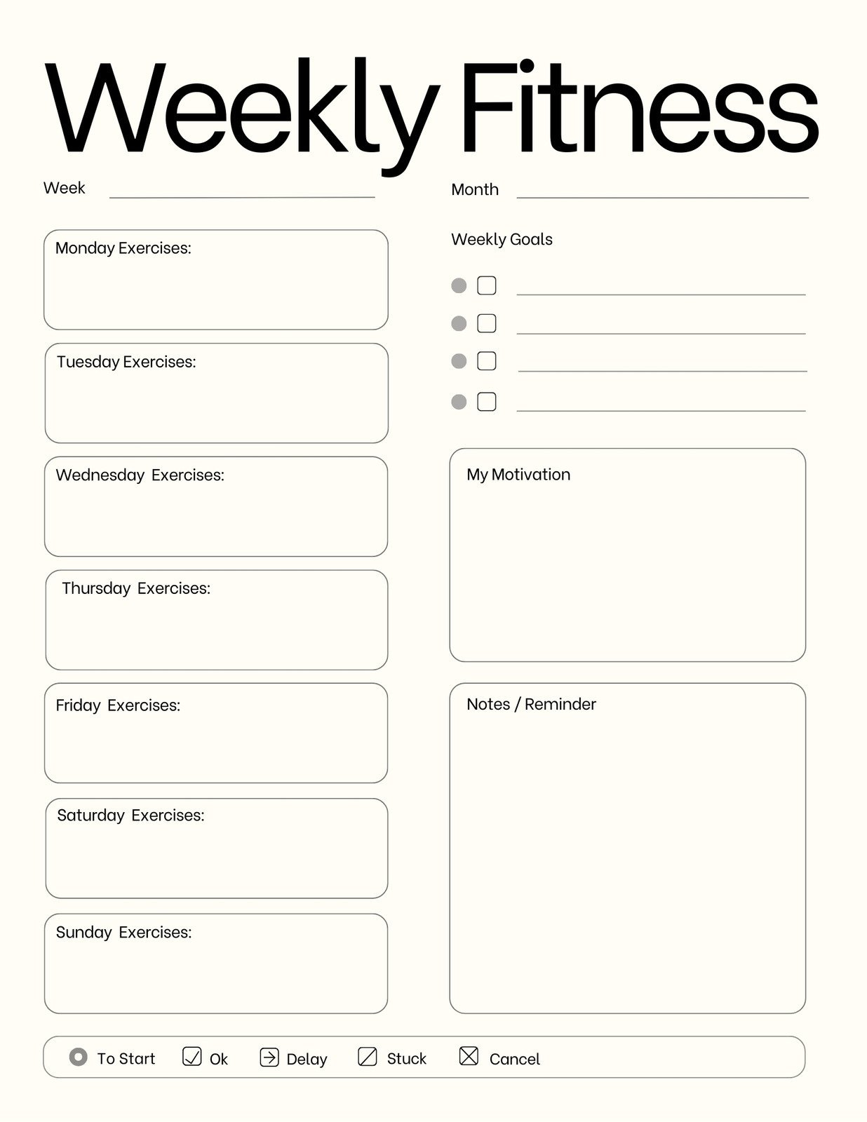Free, Custom Printable Workout Planner Templates Online | Canva inside Free Printable Fitness Journal Template