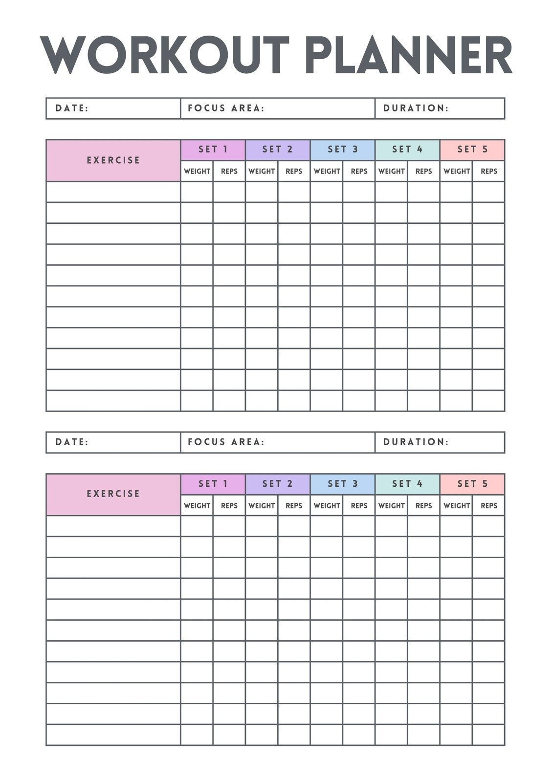 Free, Custom Printable Workout Planner Templates Online | Canva pertaining to Free Printable Fitness Journal Template