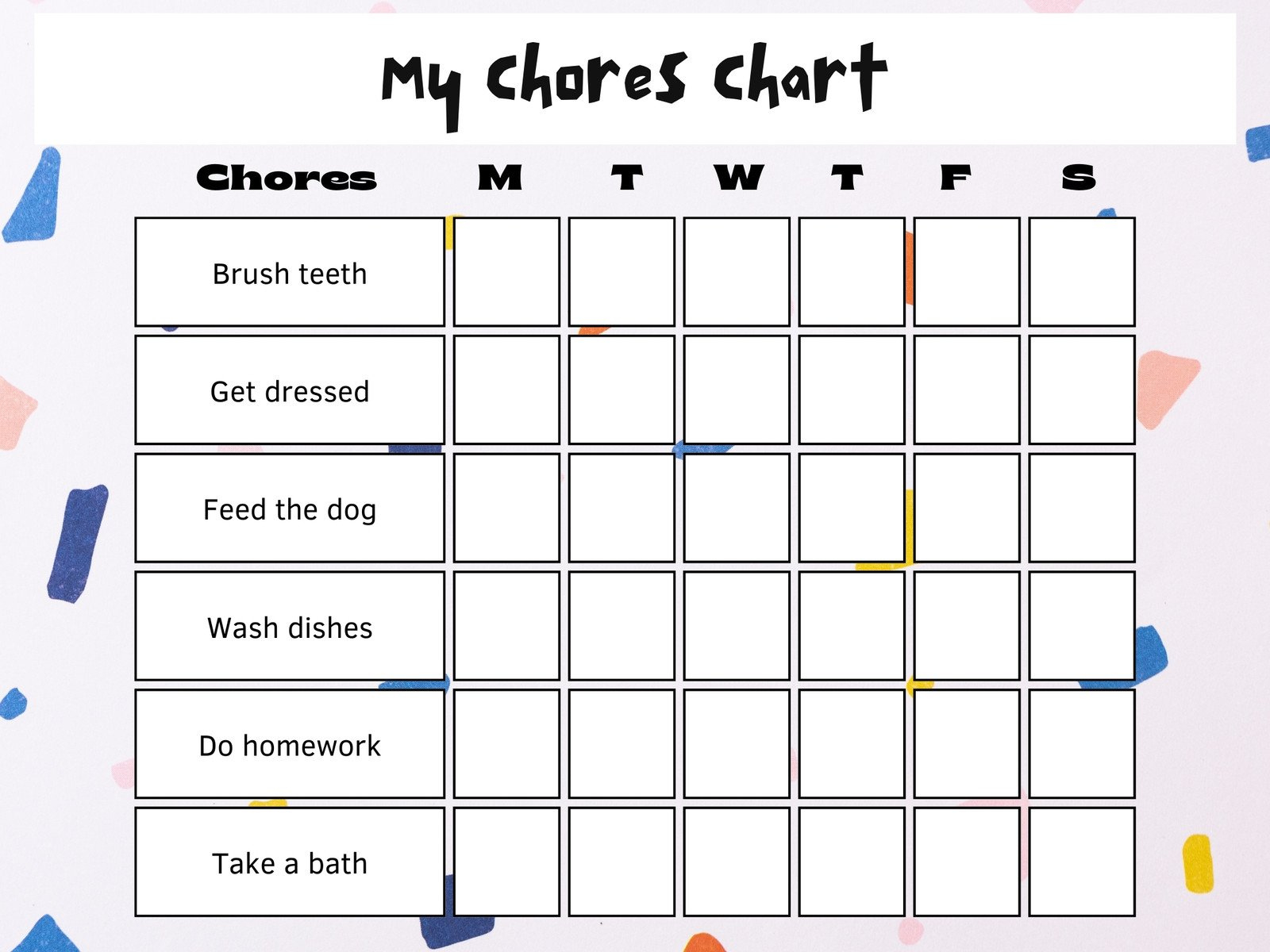 Free Customizable Chore Chart Templates To Print | Canva inside Free Printable Chores Chart Template