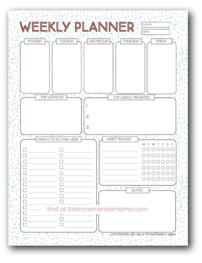 Free Cute Weekly Planner Printable To Get Organized intended for Free Printable Cute Weekly Planner Template