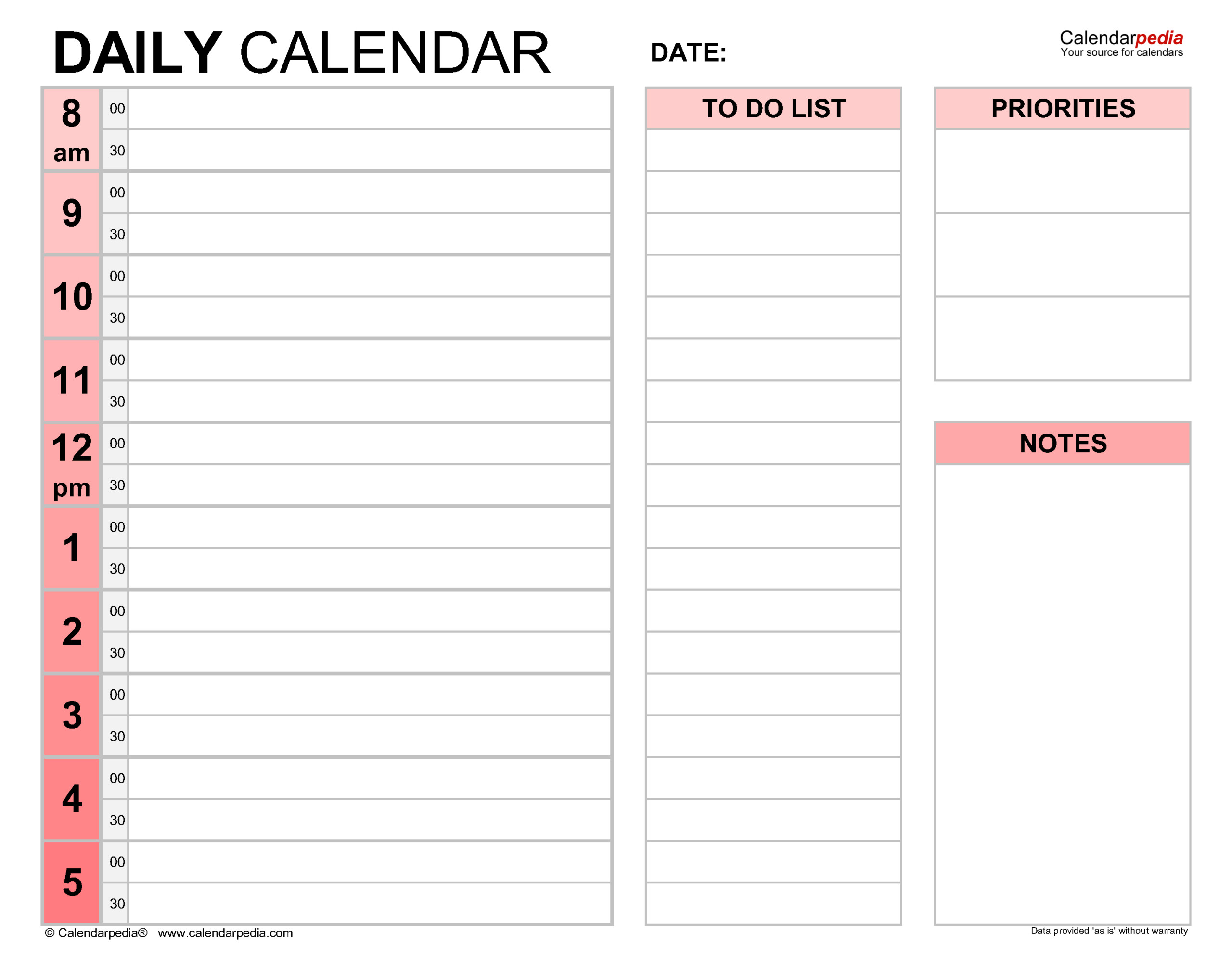 Free Daily Calendars In Pdf Format - 30+ Templates regarding Free Printable Daily Calendar Template